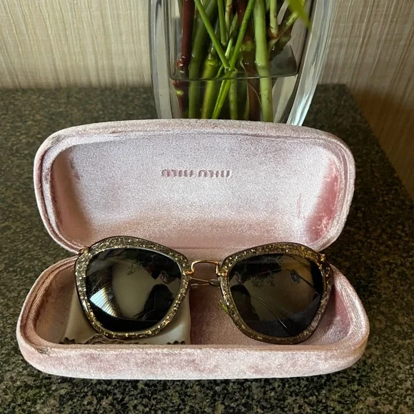 Miu Miu Sunglasses in Smoke Glitter Silver Miu Miu 10n Sunglasses main image 3